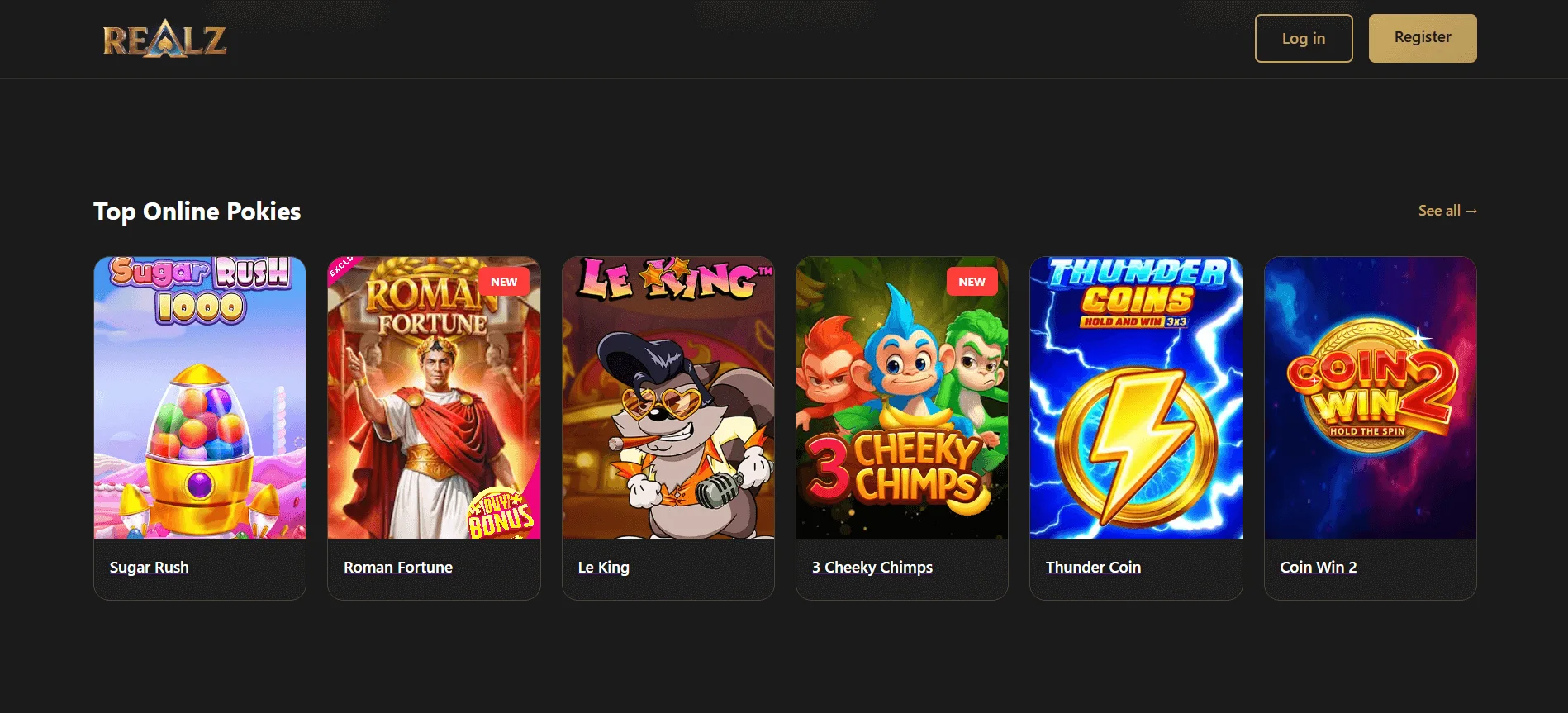 Instant Casino Interface Displaying Games and Features